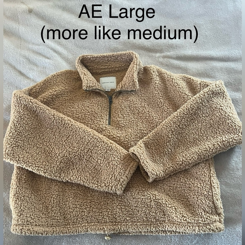 American Eagle Outfitters Tan Sherpa Sweatshirt